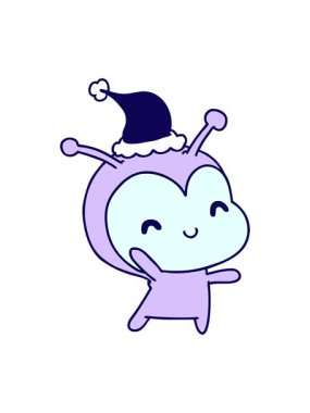 Kawaii uzaylılarının el yapımı neon ışık efektleri çizgi filmi