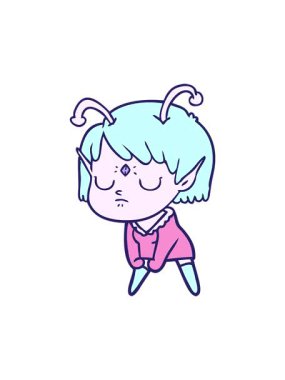 Uzaylı kız çizgi filminin dönen hareketli animasyonu