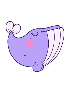 Aşk dolu karikatür balinasının hareketli animasyonu