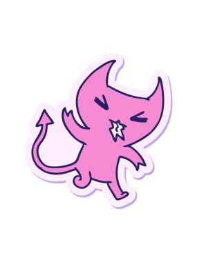 Bir kawaii sevimli iblis çizgi film çiziminin animasyonunu salla ve durdur