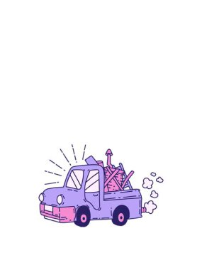 Hurda taşıyan geleneksel dövme kamyonunun hareketli canlandırması.