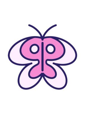 Basit bir kelebek çiziminin dönen hareketli animasyonu