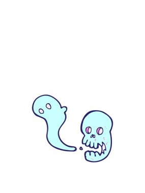 Kalk ve süzül korkunç kafatasının çizgi filminin animasyonu