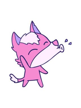 Fox doodle karakterinin parlak ışık efekti animasyonu