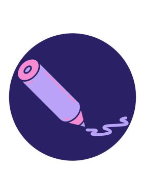 Renkli bir kalemin dövme stili resminin basınçlı canlandırması