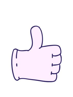 Çizgi film eldiveninin canlandırmasını büyütmek başparmak işareti vermek