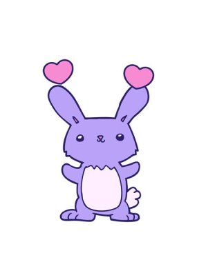 Karikatür tavşan çiziminin dönen kalpleri animasyonu