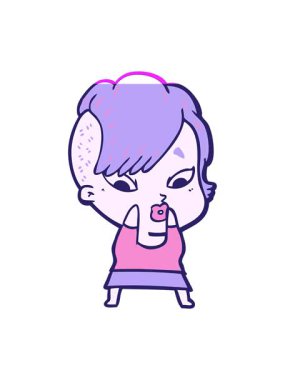 Karikatür animasyonunu aç. Şaşırmış kız.