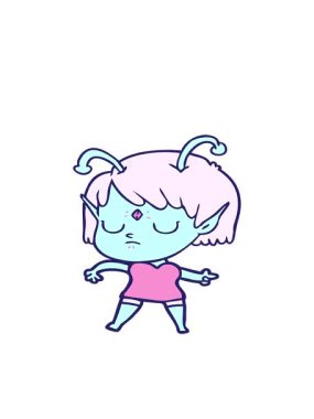 Uzaylı bir kızın hareketli çizimleri.