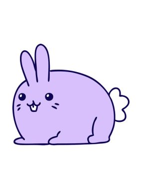 Mutlu bir tavşanın çizgi filminin neon ışık efekti