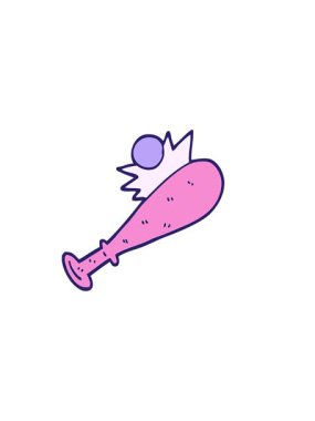 Elle çizilmiş karalama stili beysbol sopasının yatay titreşimli animasyonu