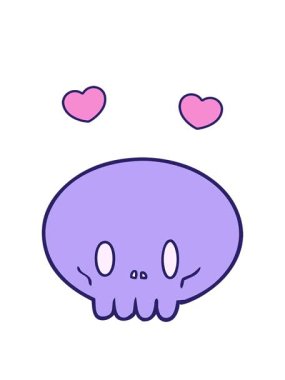 Kafatası çizgi filminin dönen kalpleri.