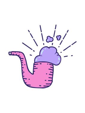 Geleneksel dövme stili sigara piposunun çizgi filminin basınçlı animasyonu