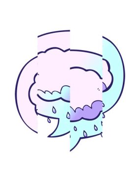 Konuşma baloncuğu ile yağmur bulutunun pürüzsüz gradyan tarzında bölünen hareket animasyonu