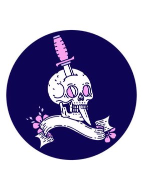 Kafatası pankartıyla simgenin neon ışık efekti canlandırması