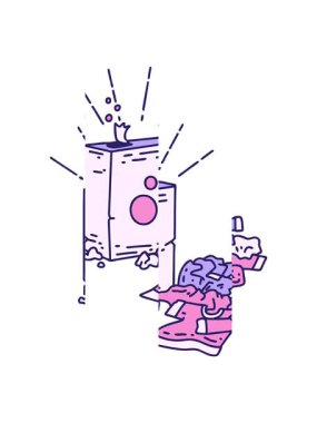 Geleneksel dövme stili deterjan ve giysi yığınının bölünen hareketli canlandırması