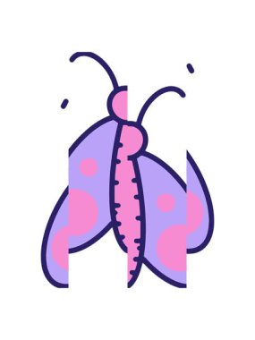 Basit ve sevimli kelebeğin bölünmüş hareket animasyonu