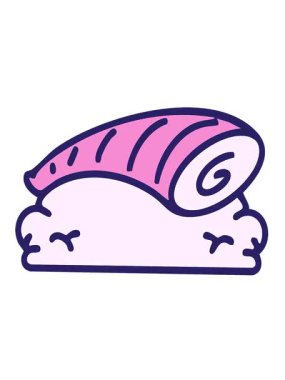 Japon nigiri suşisinin pirinç karikatüründeki titreşimli hareketi.