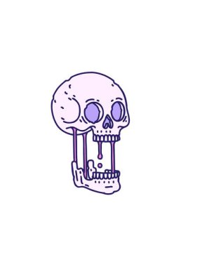 Dövmenin yatay titreşimli animasyonu geleneksel bir kafatası simgesi biçiminde