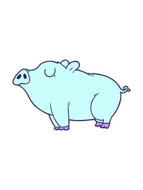 Çizgi film domuz karikatürünün animasyonunu salla ve durdur