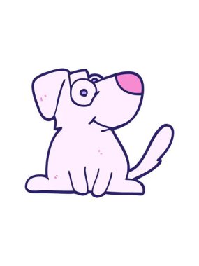 Bir el çizimi çizgi film gibi mutlu bir köpeğin dönen hareket animasyonu.