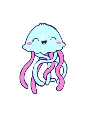 Sevimli karikatür denizanasının ışıltı etkisi