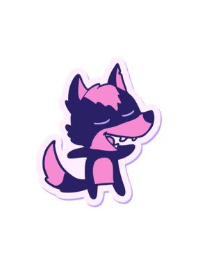 Çizgi film kurdunun gülen çıkartmasının dönen hareketi.