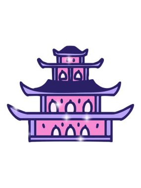 Japon şatosunun basit bir karikatürünün ışıltı etkisi