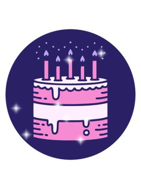 Bir doğum günü pastası çiziminin ışıltılı etkisi