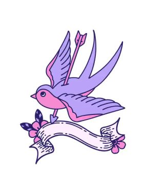 Geleneksel dövmenin bir kırlangıç sancağıyla canlandırılması efekti