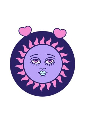 dönen kalp animasyonu ikonik dövme stili. Güneşin yüzü.