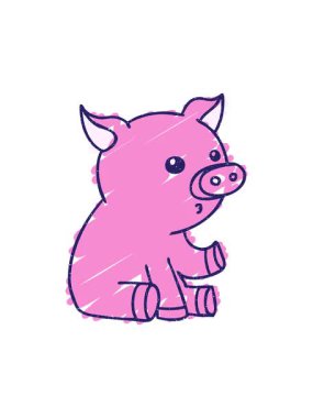 Oturan Domuz Tebeşiri Çiziminin dönen hareketli animasyonu