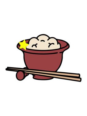 Kıvılcım saçan yıldızlar Japon pilavının geleneksel yemek çubuklarıyla animasyonunu etkiler.