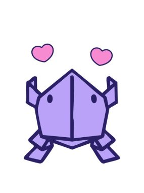 Japon katlanmış kağıt origami zıplayan kurbağanın dönen kalp animasyonu