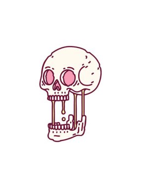 Kafatasının parlak renkli tasarımının radyoaktif parlayan animasyonu