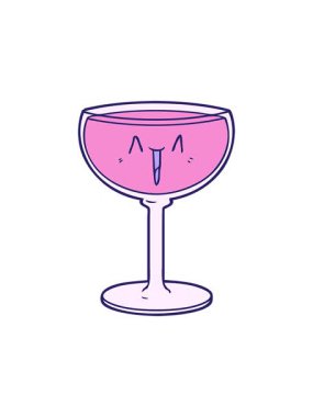 Bir bardak şarap karikatürünün basınçlı canlandırması