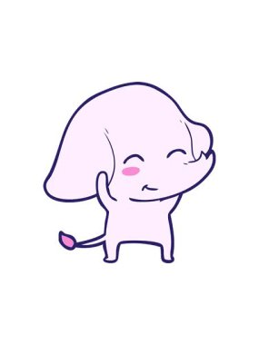 Tatlı çizim filinin dönen hareketli animasyonu