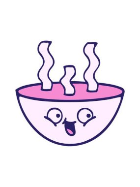 Bir kase sıcak çorba illüstrasyonunu salla ve durdur.