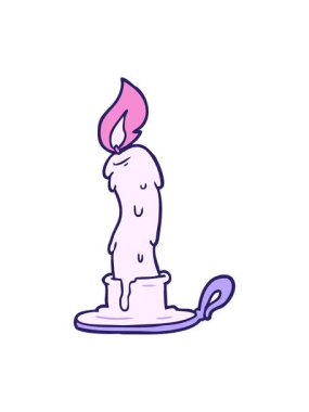 karikatür animasyonunun piksel efekti. Ürkütücü eski mum