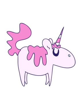 El hareketlerinin titreşimli animasyonu. Garip tek boynuzlu at çizimi.