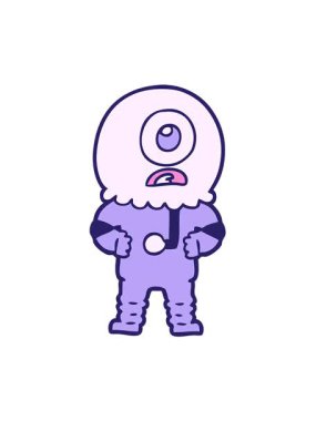 Kiklops 'un titreşimli hareket animasyonu uzaylı uzay adamı çizgi filmi