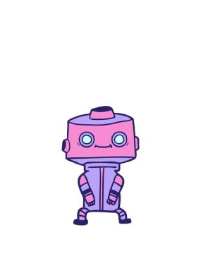 Bir çizgi film robot tasarımının zıplama hareketi animasyonu