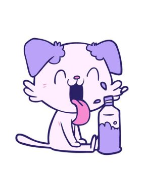 Parlak ışık efekti çizgi filmdeki suyla nefes nefese kalan köpeğin animasyonu