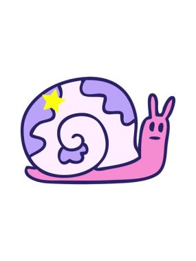 Parıldayan yıldızlar, el animasyonu çizilmiş tuhaf çizgi film salyangozunu etkiler.