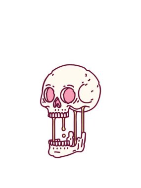 Parlak renkli bir kafatasının dizaynının canlanması ve yüzdürülmesi