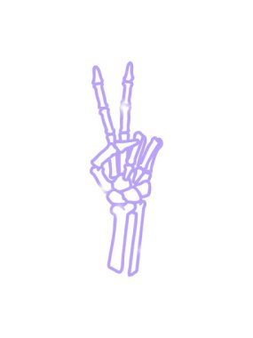 Simli dövme animasyonu siyah çizgi biçiminde bir iskelet barış işareti simgesi veriyor