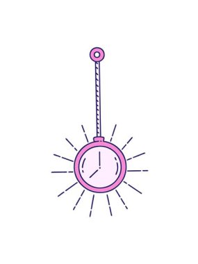 Geleneksel dövme stili altın cep saatinin hareketli animasyonu