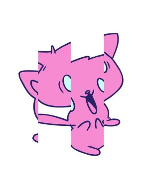 Garip kawaii kedisinin karikatür çiziminin bölünmüş hareket animasyonu