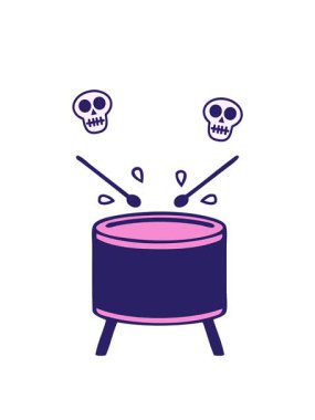 tatlı bir davul karikatürünün kafatası animasyonu