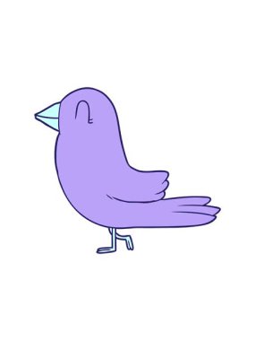 Tatlı bir kuşun retro çizgi filminin dönen hareket animasyonu